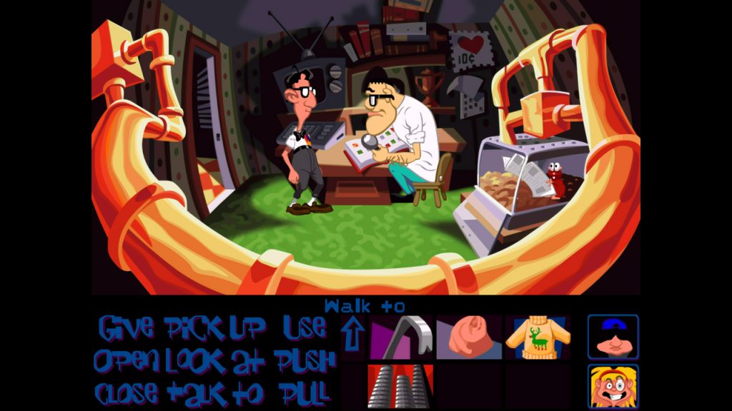 Day of the Tentacle Remastered inventory screen in stamp room