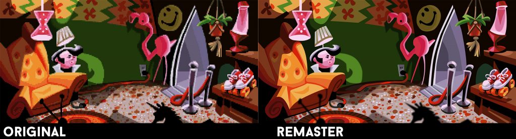 Day of the Tentacle Remastered graphics comparison scene