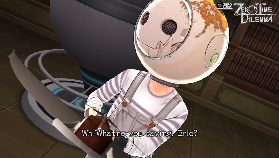 Weird looking character Q in Zero Time Dilemma